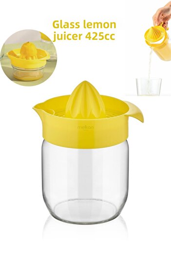 Melkan Home 425ml Yellow Glass Lemon, Citrus and Orange Juicer