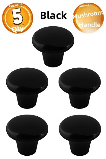 Badem10 (PLASTIC HARD) Buton ciupercă Mobilier negru Sertar de bucătărie Dulap dulap Mâner Mâner 5 buc