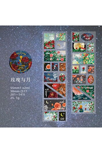 GUGUK Little Prince and Rose Garden Themed Roll Sticker Set