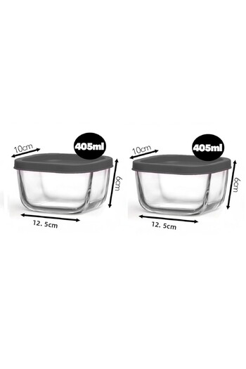 LAV Feyzade Cube 2Pcs 405Cc Gray Lid Storage Set - Cub-235