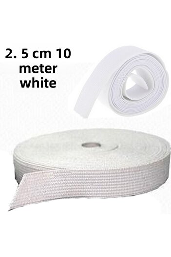 mrtbilisim 2.5 cm White Enli Flat Rubber 10 Meters Waist Leg Skirt Rubber Baby Rubber Quality Rubber