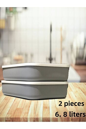 Bayev 2 Pieces 6.8 Liter Gray Storage Container Crisper Food Storage Toy Box