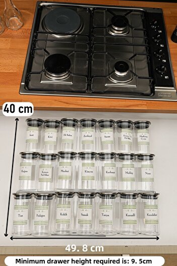color house 21 Pcs Steel Lid Borosilicate Steel Lids Spice Rack Jar 300ml with 6 Pcs Borders Organizer Stand