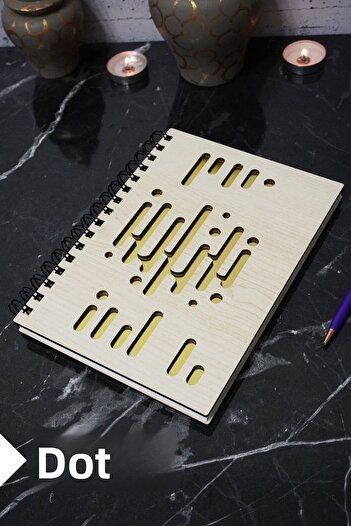 markcat Music Rhythm Themed Notebook with Wooden Cover - Dotted Agenda and School Notebook (A5 - 120 Pages)