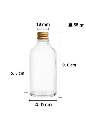 E Züccaciye 50 ml Transparent Metal Gold Cap Shot Bottle 50 Cc Cologne Fragrance Gift White Glass Bottle 6 Pieces
