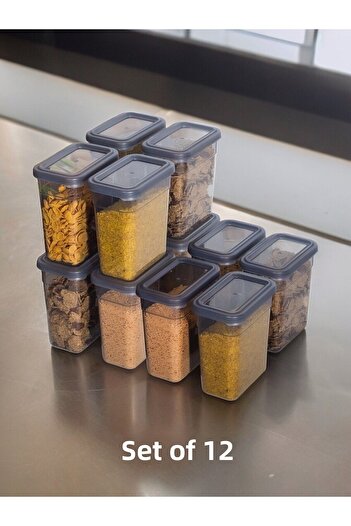 Nesto Home 12-Piece Food and Pulses Storage Set - Refrigerator and Freezer Organizer, 12X1100 ML