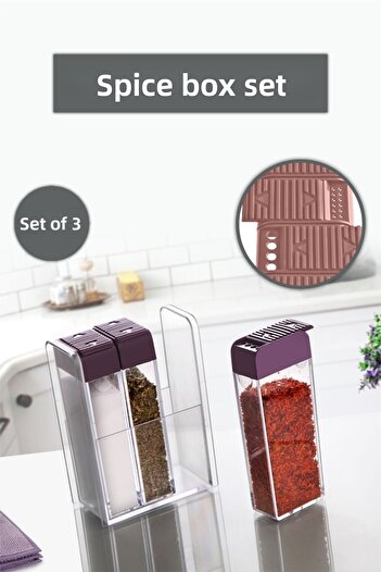 Nandy Home 3-Piece Spice Rack No Coller Plastic - Lid with Stand