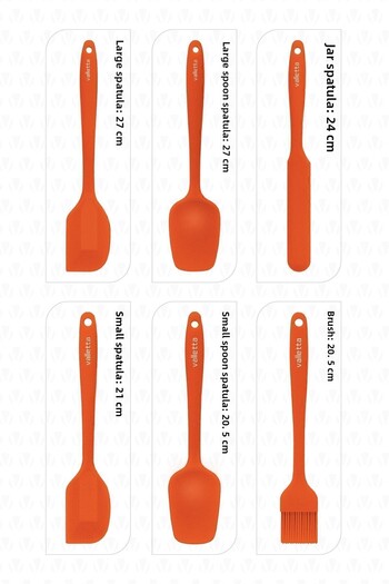valletta Drongo Heat Resistant Fireproof Non-Stick Silicone Spatula Set 6 Pieces Orange