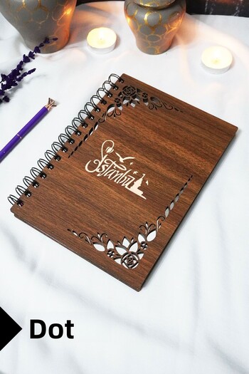 markcat Istanbul Wooden Cover Notebook - Dotted Notebook - 60 Sheets (120 Pages) - A5 15X21 cm