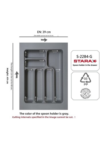 STARAX Gray Plastic 39X49 Drawer Spoon Holder - S-2284-G