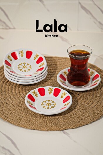 Lala Mutfak Coffee Shop Tea Plate (6 Pieces, Shatter-Resistant)
