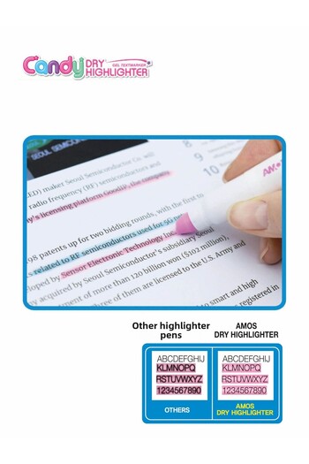 Amos Dry Highlighter - Highlighter Gel Pen - Pastel Pink