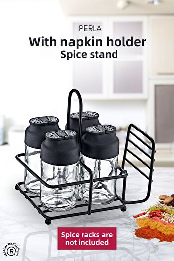 grimorlife Perla Metal Spice Rack Organizer - with Napkin Holder and Not Included