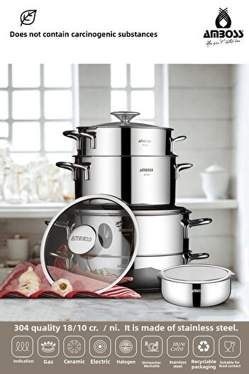 Amboss 10 Piece Silver Store Stainless Steel Pot and Storage Container