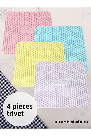 Silicone Era Silicone Square Trivet Set of 4 (Mixed Color)