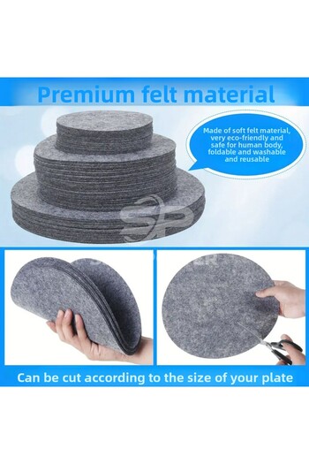 Self Power 72 Pieces Felt Plate Protector - Safe Stack Porcelain and Glassware Cooking Storage