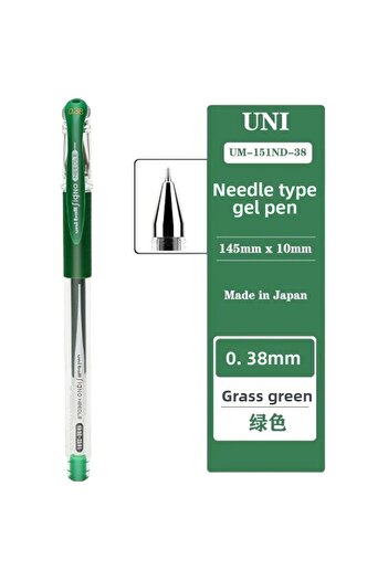 UNİ-BALL UNIBALL Signo Needle - 0.38 Needle Tip Gel Pen, Grass Green (Three Pieces)