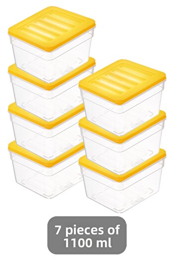 Meleni Home 7-Piece Compatible Deep Microwave Organizer Set - Food and Food Storage Container 1100ml Yellow