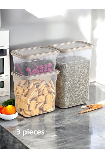 Nesto Home Set of 3 Rectangular Food and Pulses Storage Container Detergent Box 1X1100 1X2200 1X3400