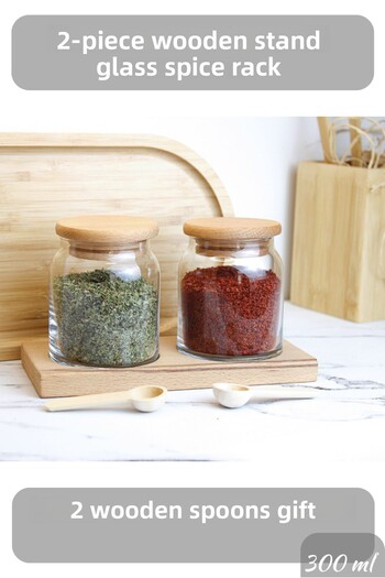 Serin Bardak 2-Piece Spice Set with Bamboo Lid and Stand 300ml
