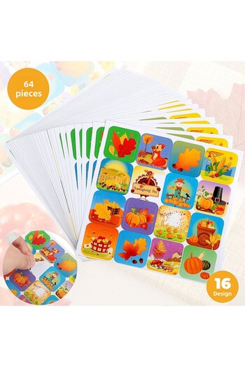 printiks 64 Pieces 3 Cm For Kids Birthday Party Classroom Decor Autumn Notebook Sticker Label Stickers