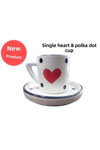 Ganita home Coffee Cup Heart & Polka Dot Gift Single Double Size 100 ml