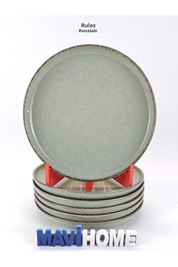 Kütahya Porselen Moderna Series 19 cm Dessert - Cake Plate Set of 6 (with Emblem)