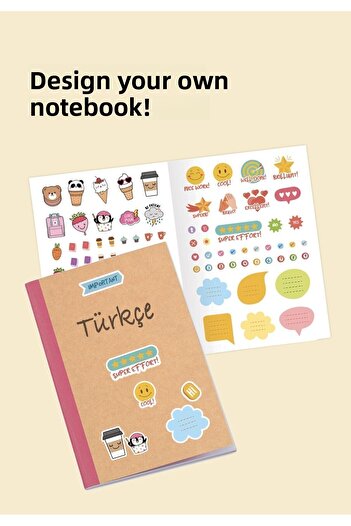 KESKİN COLOR Blue Striped Sticker Kraft Cover - 18.5*26 50 Yp Notebook