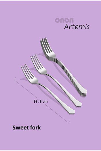 on-on 6 Pieces 18/10 Artemis Sweet Fork