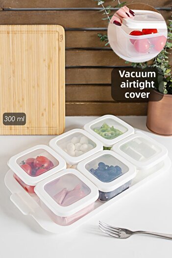 Porsima 6-Piece Breakfast Storage Container with Tray Silicone Lid Storage Container Lid Breakfast Container Set