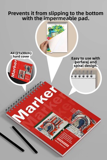 Copyrite Premium A4 150Gr Art Book - Marker Pen, Backproof Pad, Hard Cover