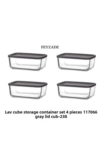 LAV Feyzade Cube Storage Container Set 4Pcs 1170Cc (Cub-238)