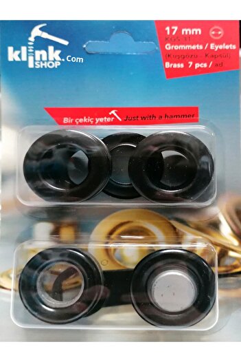 Klinkshop No 31 Eyelet Hammer Application Apparatus and 7 Pieces 17 Mm Black Color Eyelet Kit - Stainless Brass
