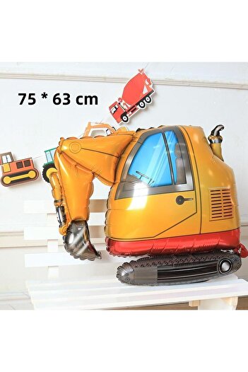 Partifabrik Construction Themed Construction Machinery Excavator Foil Balloon