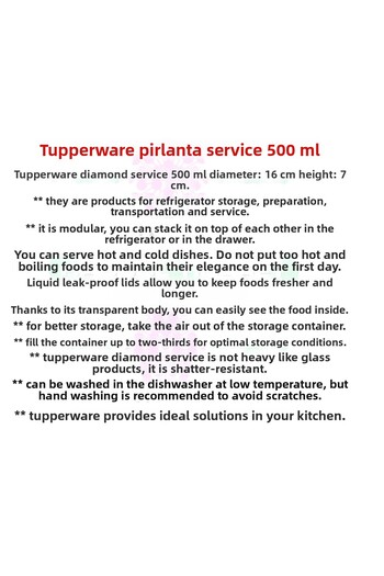 Tupperware Diamond Serving 2-Piece 500 Ml Storage Container Hsgl