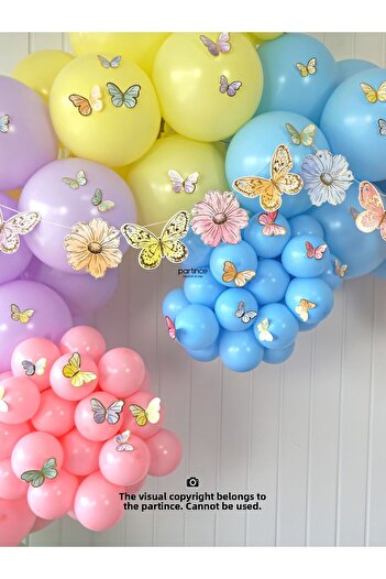partince Macaron Butterfly Flower Themed Balloon Chain Set Birthday Balloon Balloon Chain Birthday Party Set