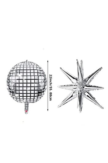 ATAKENT PARTİ Δίσκος και Αστέρι 3D Στολίδι Πάρτι Foil Μπαλόνι Σετ 2 τεμαχίων
