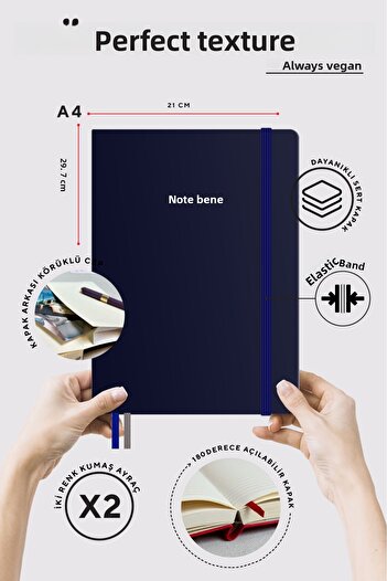 Victoria's Journals Nota Bene Premium Hard Cover Notebook, 21x29 cm, Striped
