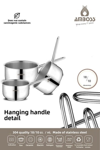 Amboss Saturn 6-Piece Stainless Steel Pot Pan Milk Dispenser Sauce Bowl Set Compatible with All Stoves
