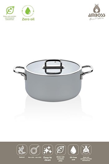 Amboss Sera Nova Ceramic Fireproof Non-Stick Deep Pot 20 cm – Gray