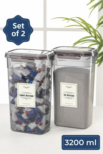 Vienev 3.2 Liter Rectangular Detergent Container Set - 2 Label