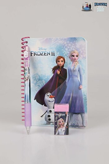 DEKOMUS Elsa Frozen Striped Memo Pad - Versatil Tip Pen 0.7 mm and Eraser Set