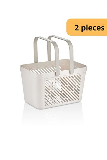 EVLE Multi-Purpose Basket with Double Handles, Set of 2, White