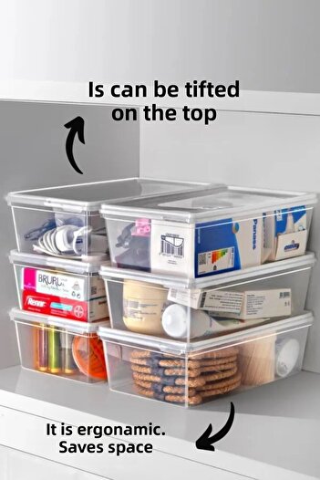 Open Home Concept 5 Self-Covered Storage Containers Suitable for Deep Freezer 2 Lt