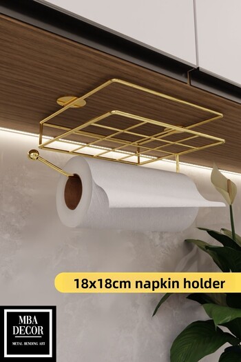 mba decor metal bending art Gold Unassambled Easy Installation Napkin Holder & Paper Towel Holder Ergonomic Design - Modern Kitchen Tableware