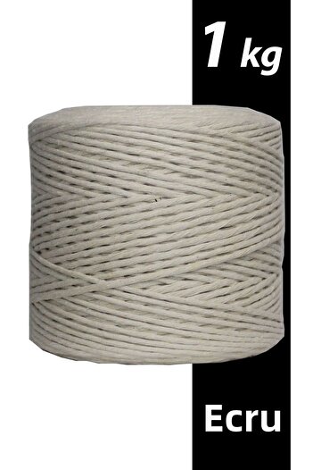 Bevella Macrame Cord Σχοινί Μακραμέ Εκρού Χρώμα 1 κιλό 3 χιλιοστά Μονό Περιστρεφόμενο Σχοινί Μακραμέ