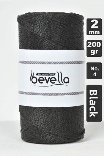 Bevella Macrame Cord 2 mm 200 gr Μαύρο Πολυεστέρας Μακραμέ Σχοινί και Κλωστή Τσάντας