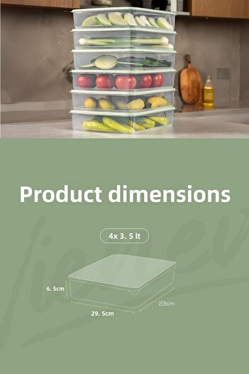 Vienev 4-Piece 3.5 Liter Refrigerator - Freezer and Storage Container Mint, Microwave and Freeze