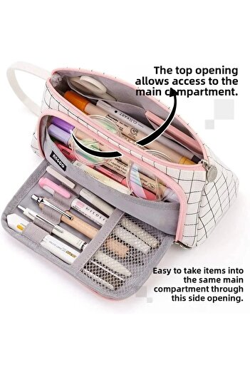 Mucizelerevi Multifunctional Large Capacity Canvas Pen Holder Pencil Case School Accessories