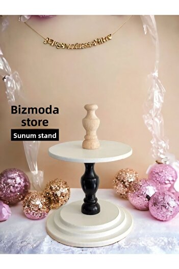 bizizmoda Serving Presentation Tray Wooden Standing Tiered Presentation Serving Stand Pastry Cake Cupcake Stand